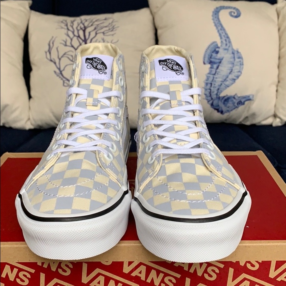 VANS Sk8-Hi TAPERED CHECKERBOARD Zenbl/TRWht WMNS - Picture 7 of 16